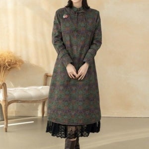 [디얼마미] 폴스 넥셔링 본딩 원피스 /마담 미시 중년 여성 빅사이즈 40대 50대