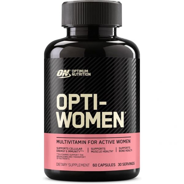 <b>Optimum NutritiON</b> 온 ON Optiwomen 엽산 비타민 C D B 복합체가 함유된 여성용 종합 및 <b>미네랄</b> 캡슐 고용량 피부 모발 비타민 30회 제공  1개