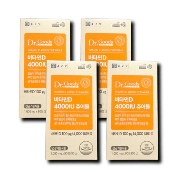 종근당건강 <b>닥터굿스</b> 비타민D 4000IU 츄어블 1000mg x 90정 4개 516107
