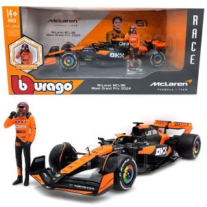 [데코앤] 1:24 맥라렌 MCL38 + 오스카 피아스트리 레이서 피규어 미니카 다이캐스트