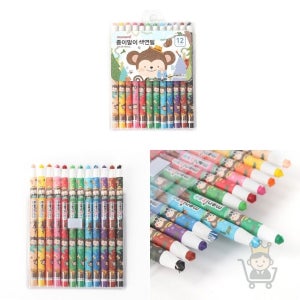 마켓보스 12색 색연필 블루 유아색연필 답례품선물 미술도구