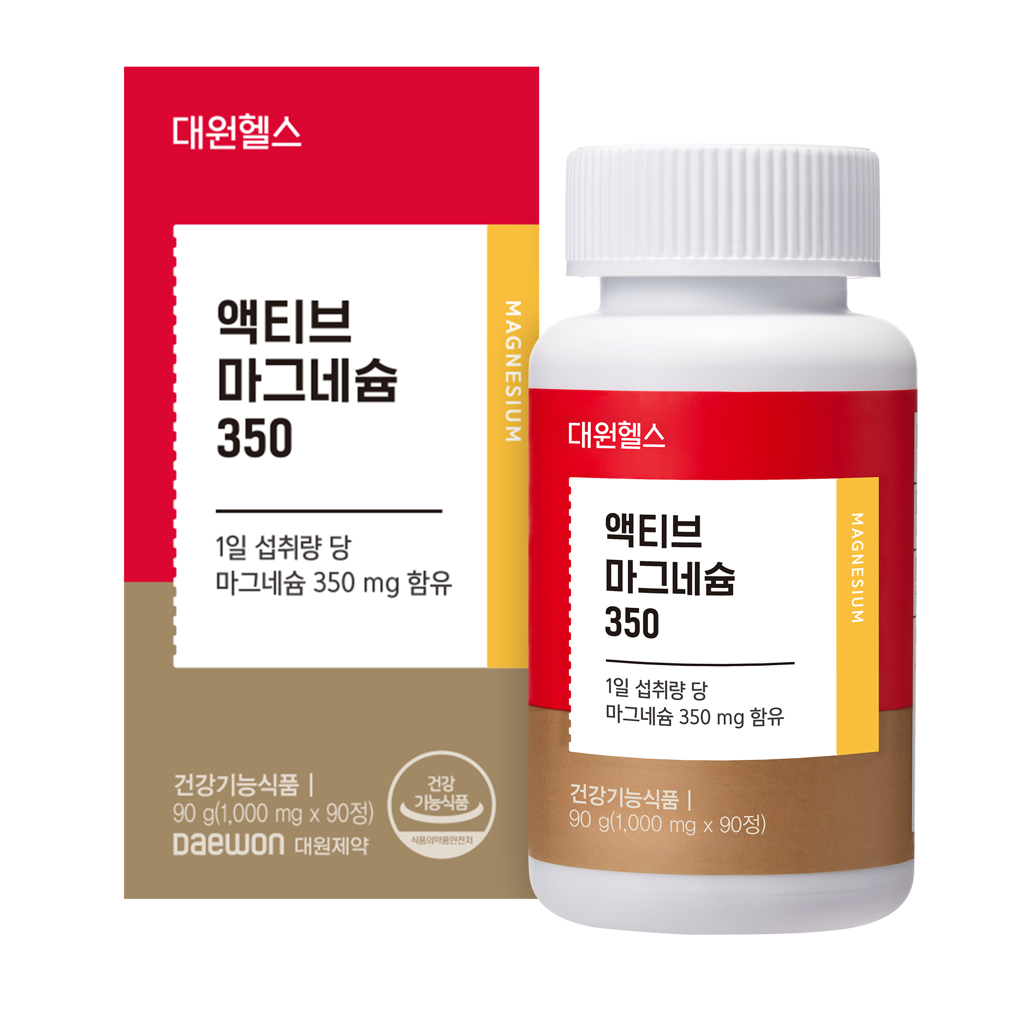 대원헬스 액티브 <b>마그네슘</b> 350 1000mg x 90정, 2개
