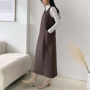 디아 퀼팅 롱 원피스/마담 미시 중년 여성 빅사이즈 40대 50대