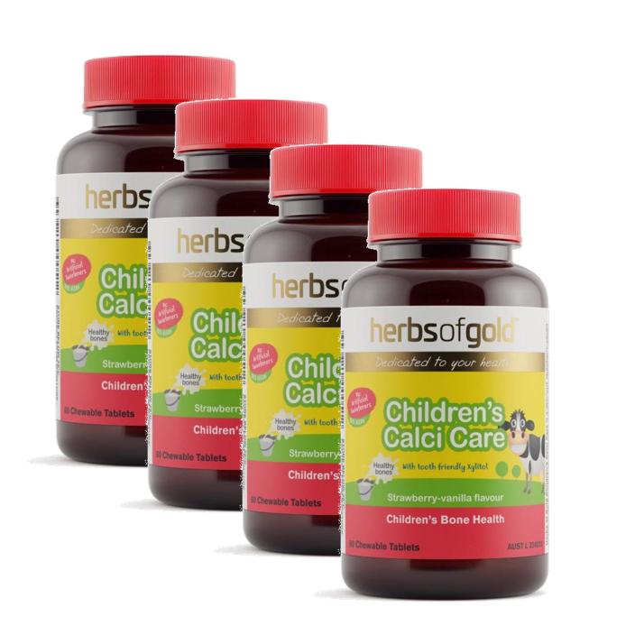 허브 <b>오브</b> 골드 칠드런 칼시 <b>케어</b> <b>비타민D3</b> K2 딸기바닐라맛 츄어블 Herbs of Gold Children’s Calci Care  4개  60정