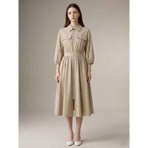 [모조] (모조에스핀) 카라넥 집업 플리츠 원피스 (S252MSE001_CA1)