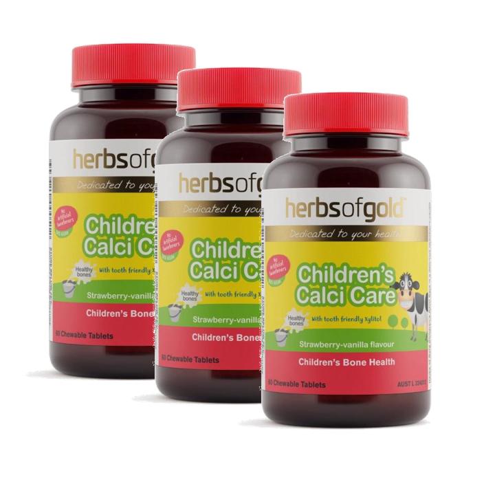 허브 <b>오브</b> 골드 칠드런 칼시 <b>케어</b> <b>비타민D3</b> K2 딸기바닐라맛 츄어블 Herbs of Gold Children’s Calci Care  3개  60정