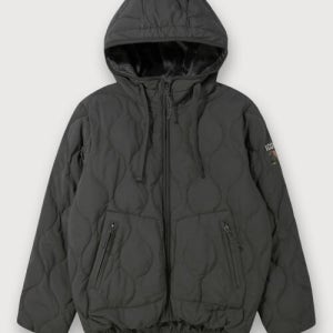 지프 JQ4JPU304 카키 남녀공용 웨이브 퀼팅 기모 후드 다운 점퍼 모다아울렛 순천점