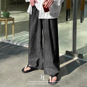 [초특가/국내생산]프리미엄 쿨 린넨 원턱 밴딩 롱 와이드 데님 팬츠 여름 청 바지