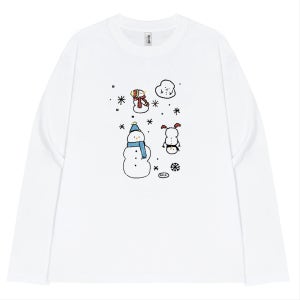 [긴소매]눈사람마을 티셔츠 심플한 겨울, 봉실컴퍼니