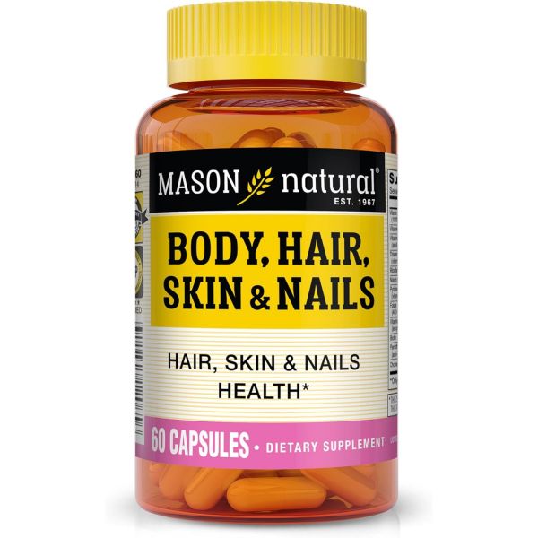 MASON NATURAL Hair Skin  Nails Premium Beauty Supplement with <b>Biotin</b>  Vitamins A C E and B-Com