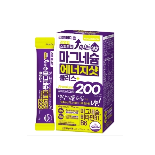 리얼메디온 스피드업 마시는 액상 <b>마그네슘</b> 200 에너지샷 플러스 20g x 14포, 3개