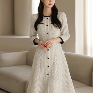 [고퀄리티/격식룩/모임룩]벨라토나 배색 트위드 원피스[단독특가]