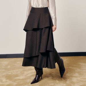 [지고트] 루시드 드레이프 플레어 스커트 (BLACK) JRCA0SK029