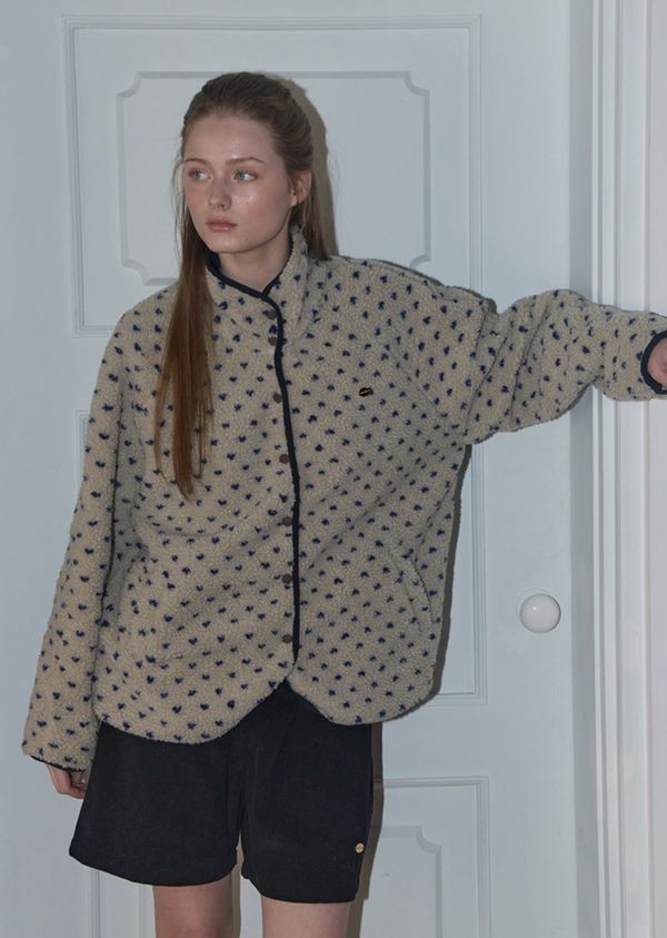 [아노에틱] DOT PATTERN FLEECE JACKET_IVORY