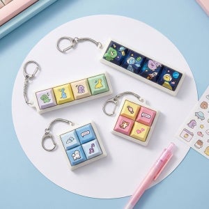 [미소피아] 키캡키링 4구 청축 기계식 키보드 키캡 열쇠고리 데스크테리어 굿즈