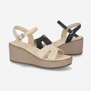 엘칸토 여성 양가죽 글리터 웨지 샌들 6cm LCWW45U526