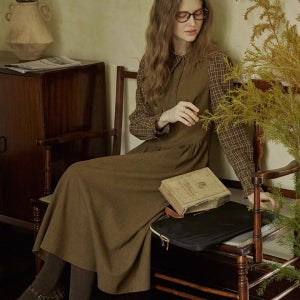 [프라우드마리] PM_Plaid shirt fake two-piece dress PM_Plaid shirt fake two-piece dress