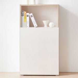 [벨리카가구] (착불) 버디 전면 거실 수납 3단 책장 믹스형 600