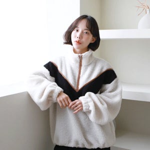 [포근🔥/오버핏] 덤블배색반집업아노락(10차 재입고)