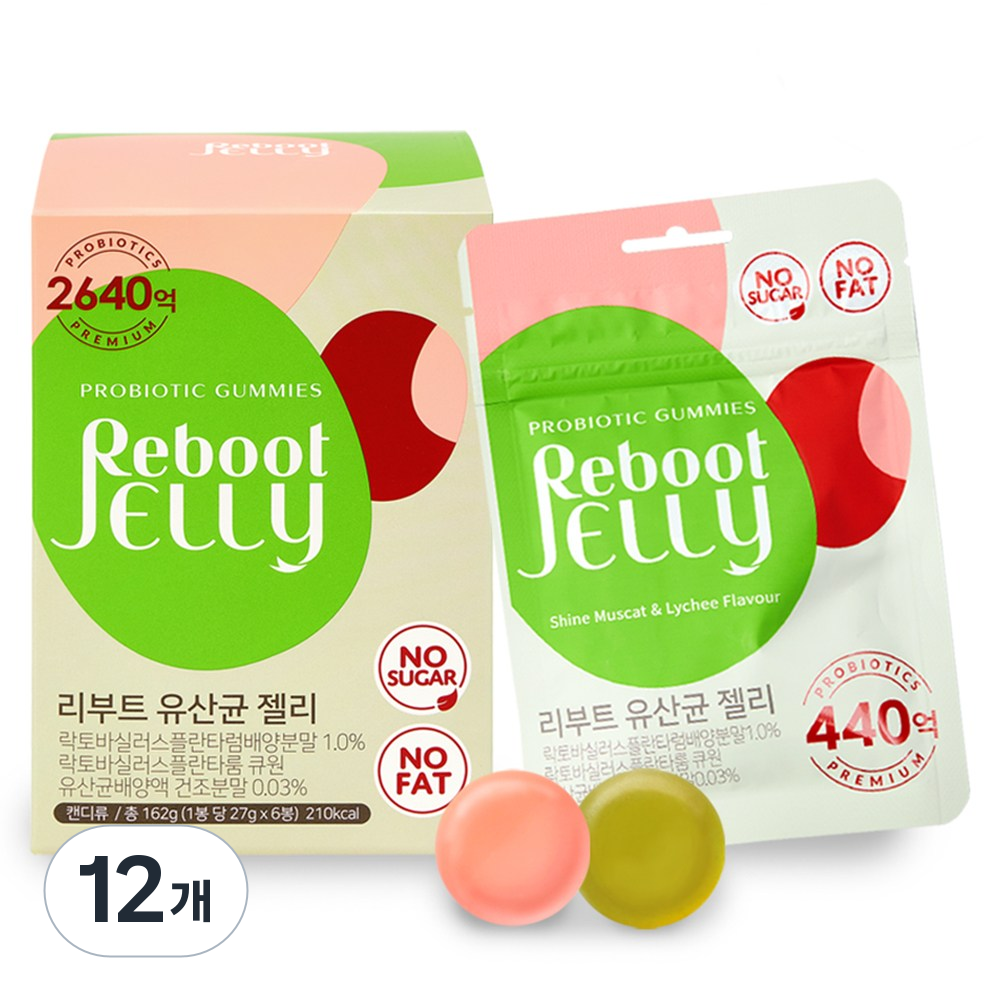 <b>리부트</b> 어린이 유산균 젤리 440억 무설탕 무지방 키즈  27g  12개