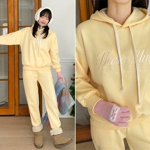 [SET]데얼스 기모 자수 후드 조거 트레이닝세트