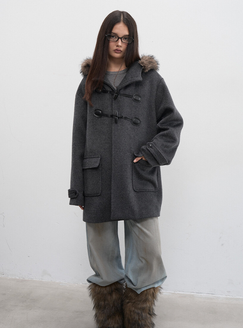 Winter Soft Hooded Toggle Coat