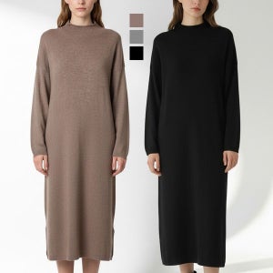[고퀄/당일출고] 니트코어 여성 겨울 도톰 따뜻한 빅사이즈 루즈핏 여유 반목 하프넥 목폴라 터틀넥 니트 롱 원피스 미시룩 임산부원피스 임부복 등하원룩/자체제작_HM-3378