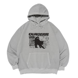 모노 컬랙션 캣 피그먼트 오버핏 후드 티셔츠 (고스트 그레이)