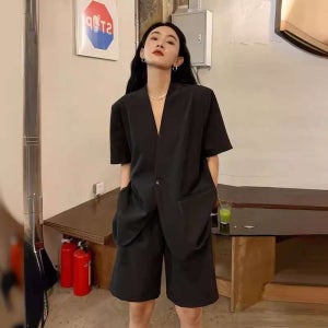 여자수트셋업 세미 린넨자켓반바지세트 여름 정장