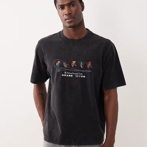 아베크롬비 앵글 모티프 자수 블랙 티셔츠 T Shirt in Schwarz mit Angelmotiv Stickerei 210036255SCHWARZ 148902647