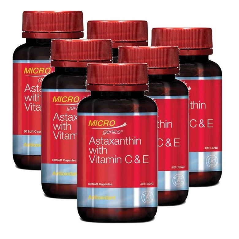 <b>마이크로제닉스 아스타잔틴</b> 비타민C 비타민E 소프트캡슐 Microgenics Astaxanthin Vitamin C+E  6개  60정