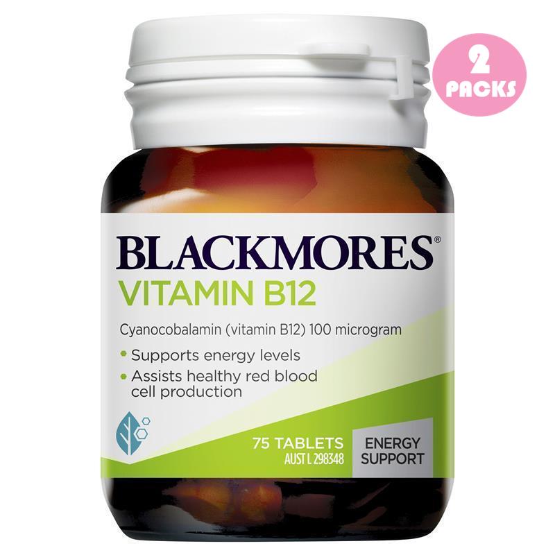 <b>블랙모어스</b> 비타민 B12(<b>시아노코발라민</b>) 100mcg 75정 2개