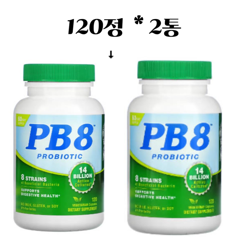 뉴트리션나우 <b>PB8 프로바이오틱</b> 140억 베지테리안 캡슐  2개  120정