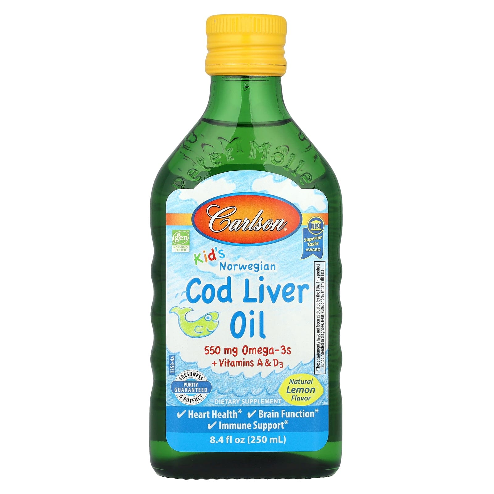 칼슨랩스 키즈 노르웨지안 <b>코드 리버 오일</b> 오메가 3 레몬맛  1개  250ml