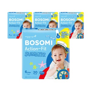보솜이 액션핏 썸머 팬티 기저귀 점보형 20매, 4개