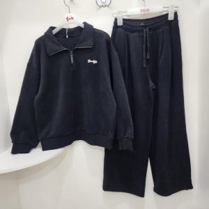 [소이][소이]블랙 사카리바 카라 맨투맨티 투턱 와이드 바지 25W5783-5784