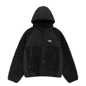 스투시 셰르파 패널드 보아 후드 블랙 자켓