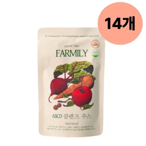 팜밀리 ABC <b>비타민</b>D <b>클렌즈</b> 건강 과채 주스 70ml 14개 BNS
