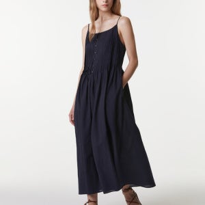 [아떼 바네사브루노] [스테디셀러] 네이비 턱장식 면혼방 민소매원피스 WVDR5B735N3