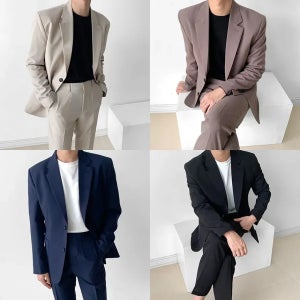 (CRAZY)기본 정장 결혼식 수트 캐주얼 남자셋업 하객룩 봄 여름 세미 정장 상견례 면접