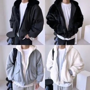 양면 리버시블 오버핏 후드 밍크 퍼 무스탕 자켓 집업 항공 점퍼 패딩 3컬러