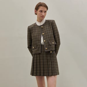 (SK-4816)르엘 체크 셋업 플리츠 미니 스커트