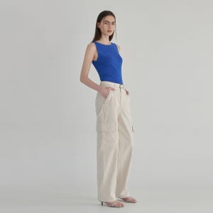 (PT-5415)뉴트럴 카고 와이드 코튼 데님 팬츠