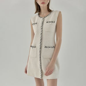 (OP-6041)퓨어 트위드 슬리브리스 원피스