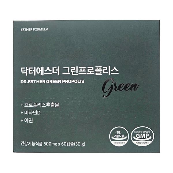 닥터에스더 그린<b>프로폴리스</b> 500mg x 60캡슐 1개월분  1박스  60정