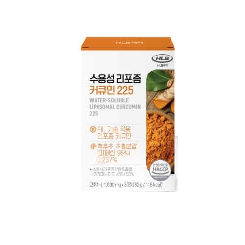 비오팜 에이치엘비제약 수용성 리포좀 <b>커큐민</b> 225 1000mg x 30정, 2개
