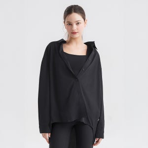 에코텍 여자블라우스 오버핏 셔츠 여자 여자셔츠 블랙