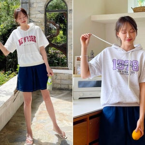 데일리Pick! 레터링 반팔 후드 3종 택1