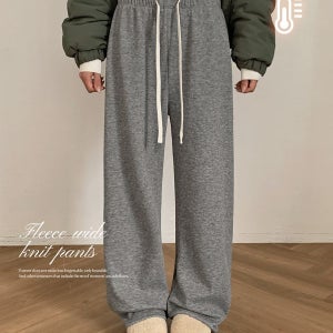 내일도착 와이드팬츠 [양면기모/꾸안꾸스타일] 모인 소프트 기모 와이드 니트팬츠 (44-66) (니트팬츠-트레이닝팬츠-기모팬츠-밴딩팬츠-와이드팬츠-세미와이드핏팬츠-데일리팬츠-베이직팬