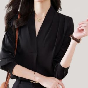오피스룩 쉬폰 블라우스 여자 브이넥 이너 출근룩 하